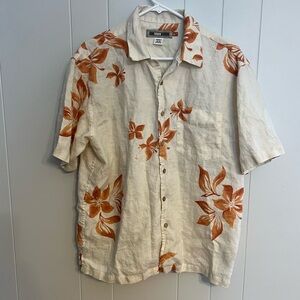 Quicksilver edition, short‎ sleeve 100% linen button-down size M